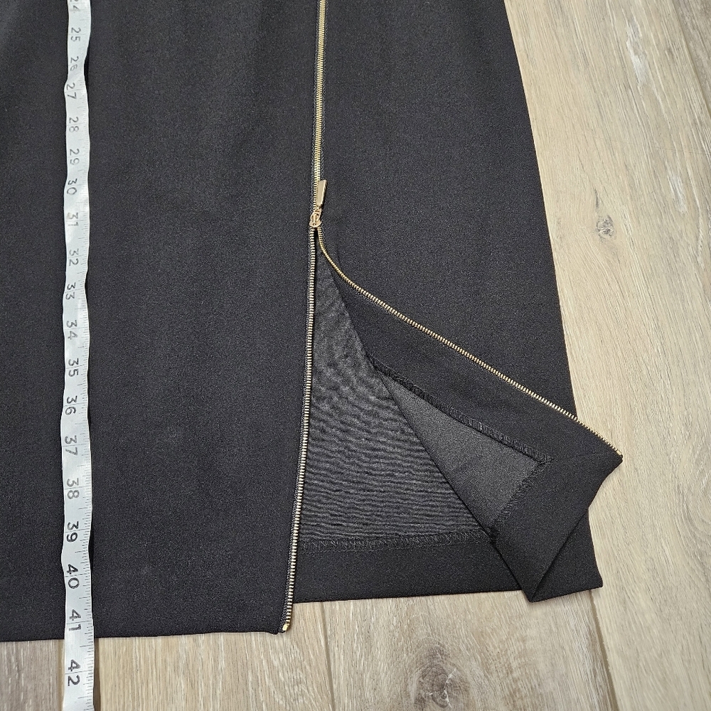 Calvin Klein Asymmetrical Zip Sheath Dress Black Bodycon Women's 4 Classic - Picture 5 of 11